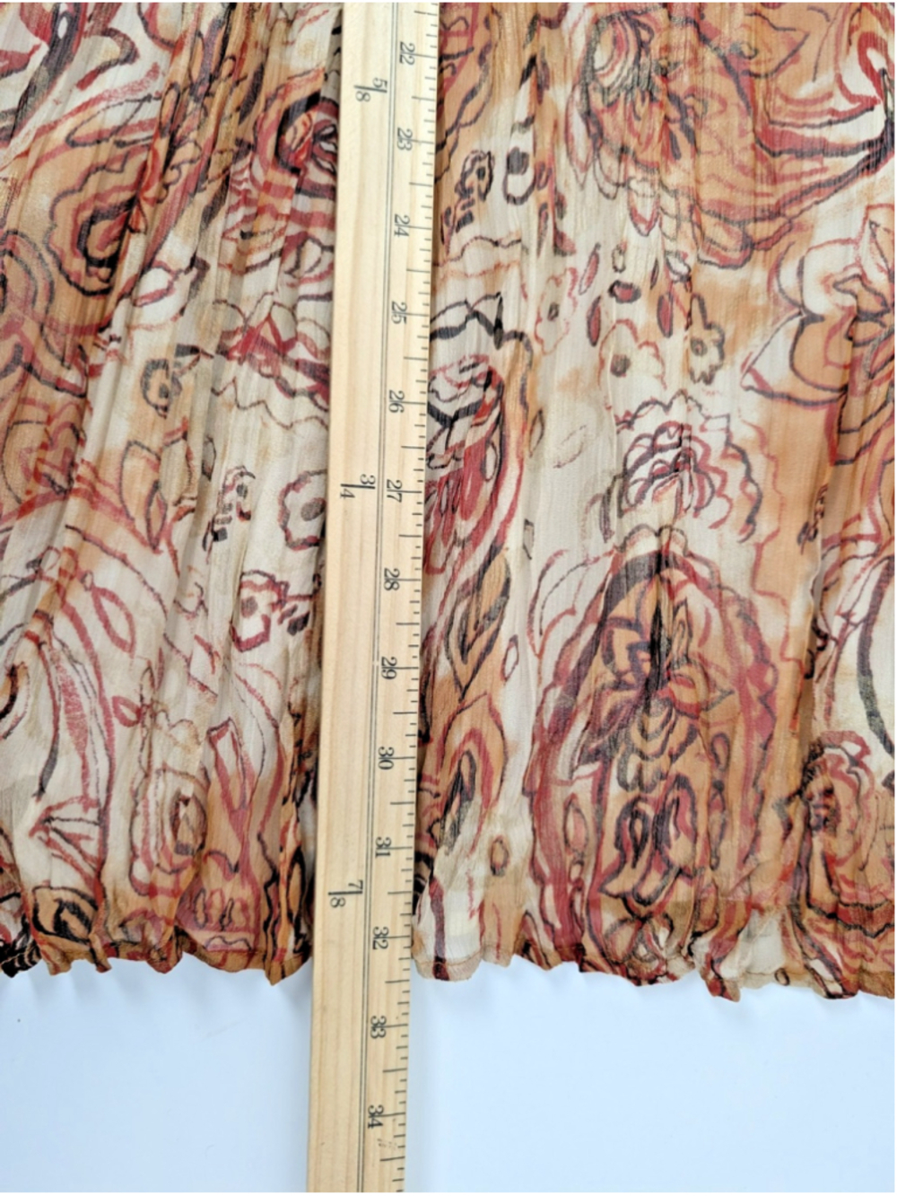 Chicos Silk Maxi Skirt Paisley Sz L Pleated Crinkle Cottage Boho Art to Wear - Picture 8 of 8